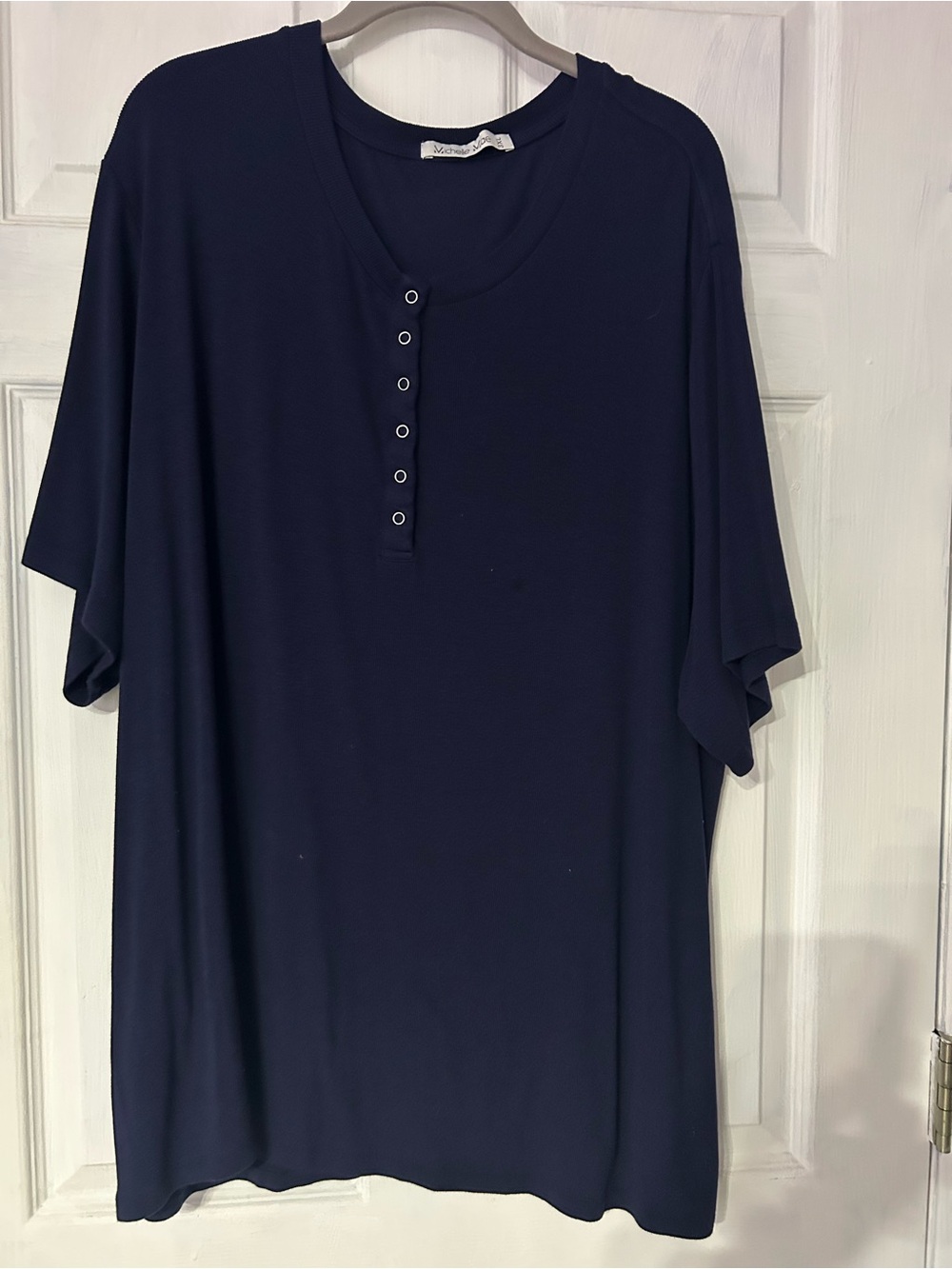 Michelle Mae Navy Short-Sleeve Henley Tee